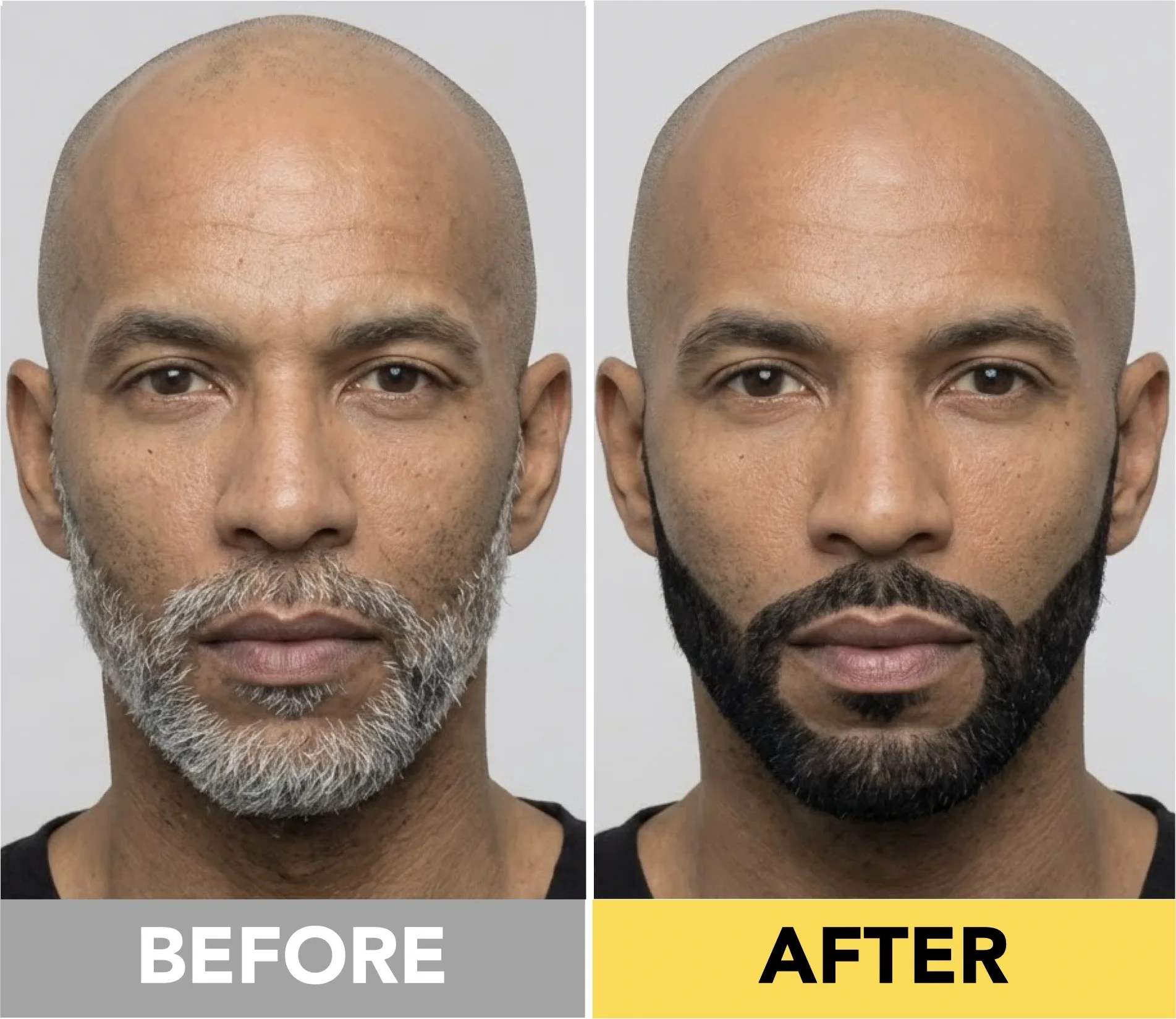 Best black hair and beard dye before-and-after results for African American men with coarse, coily hair.
