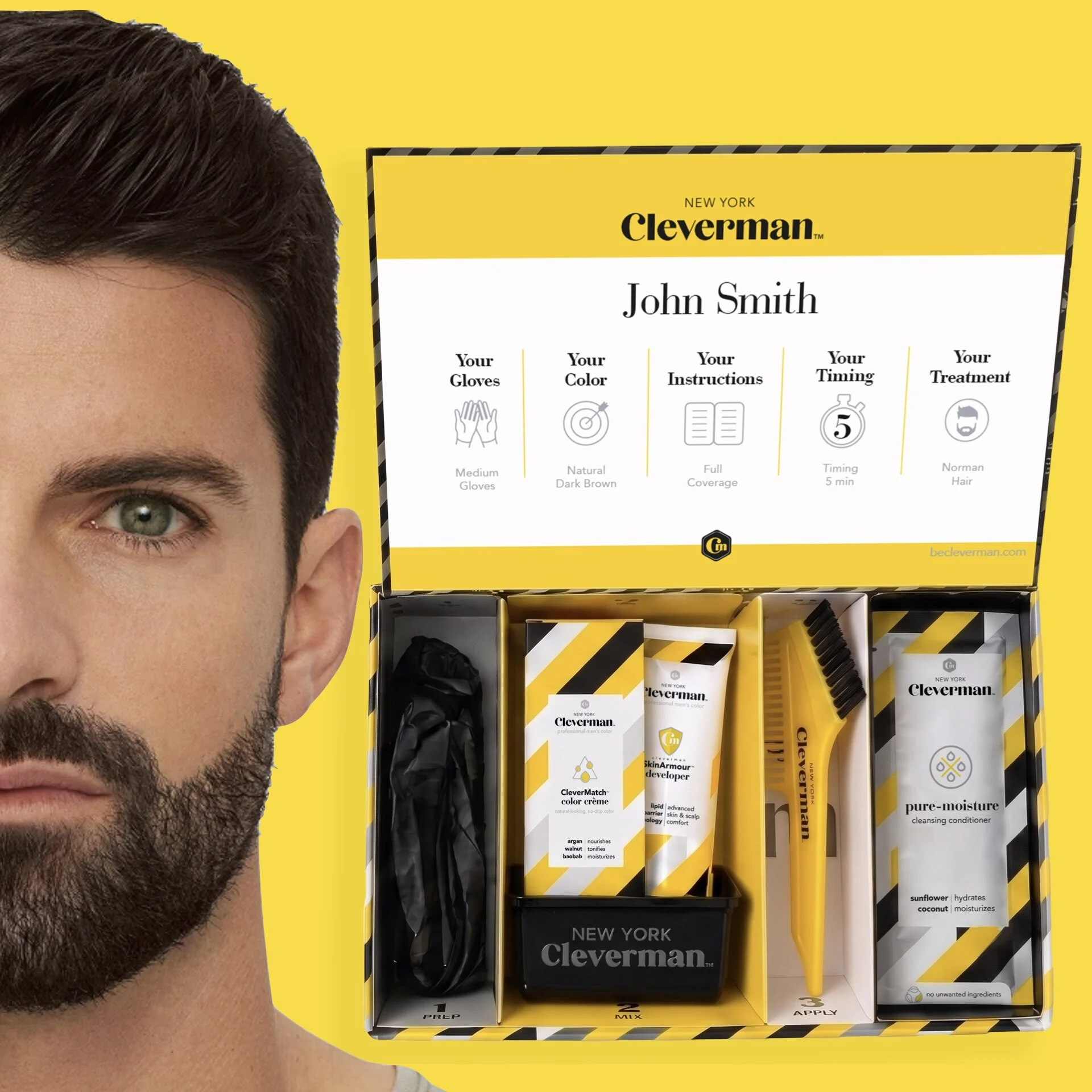 Cleverman Personalized Kit — John Smith, Dark Brown, Full Coverage